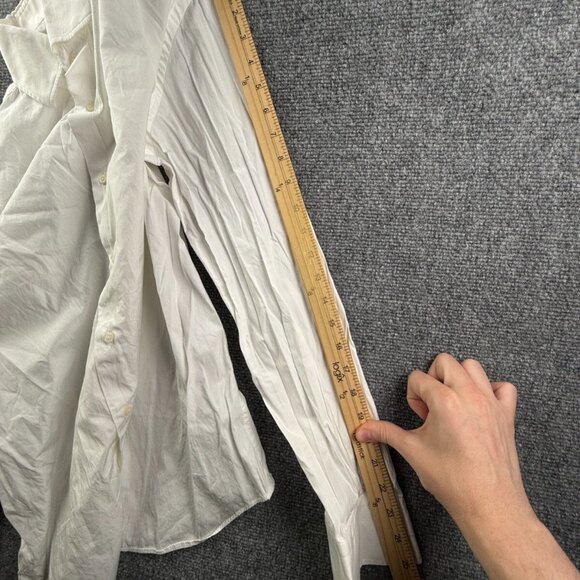 Massimo Dutti Men White Tessuto Italiano Long Sleeve Button Up Shirt Size 17 - Picture 14 of 15